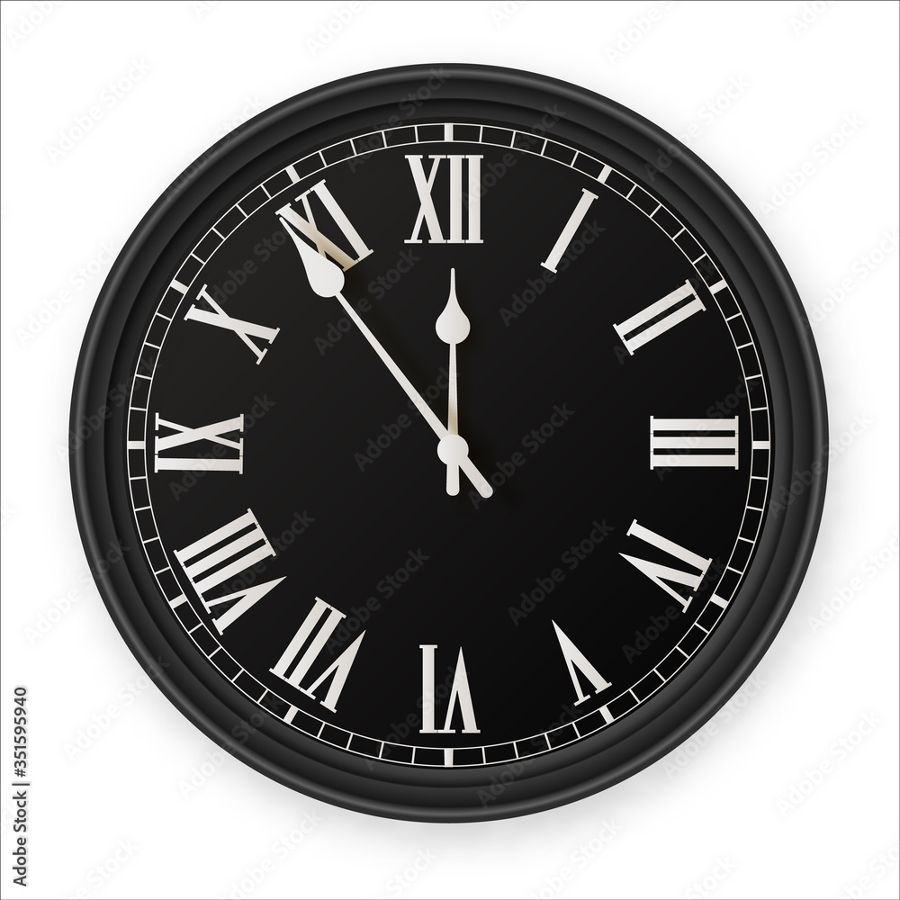Round clock isolated on white background. Minimal concept. Flat lay. Vector illusration Round clock isolated on white background. Minimal concept. Flat lay. Vector illusration