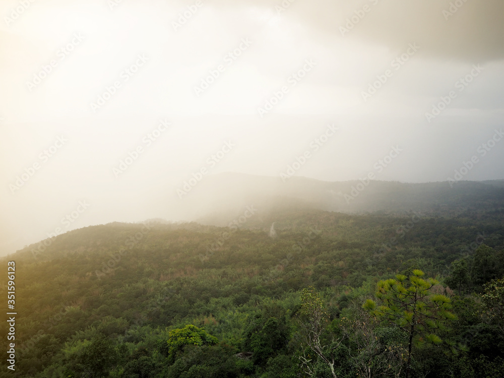 Obraz premium beautiful green mountains/Hills with blue sky background. Winter landscape season in asia Thailand.