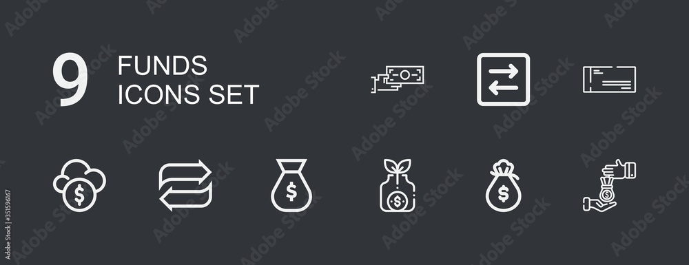 Editable 9 funds icons for web and mobile
