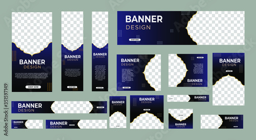 set of abstract web banners of standard size with a place for photos. Vertical, horizontal and square template. vector illustration EPS 10