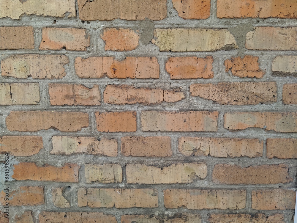 Photo background red brick wall. Brickwork