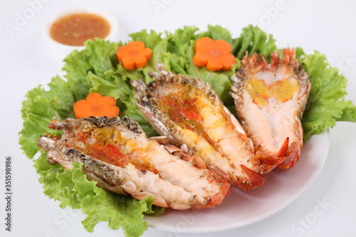 Grilled prawn isolated in white background