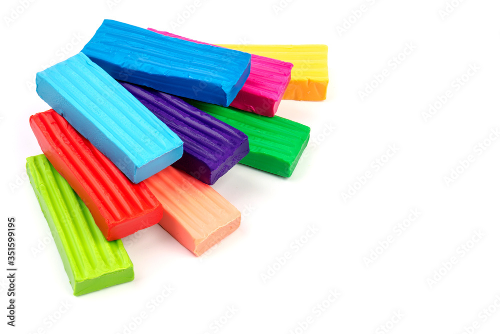 Group of colorful plasticine isolated on white background Group of colorful plasticine isolated on white background