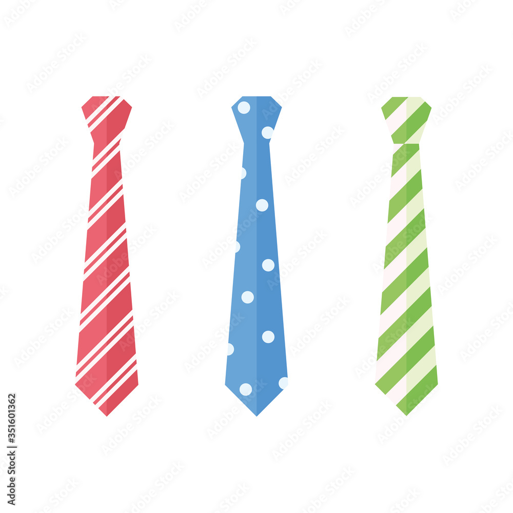Set of different ties. Flat style. Vector illustration
Set of different ties. Flat style. Vector illustration