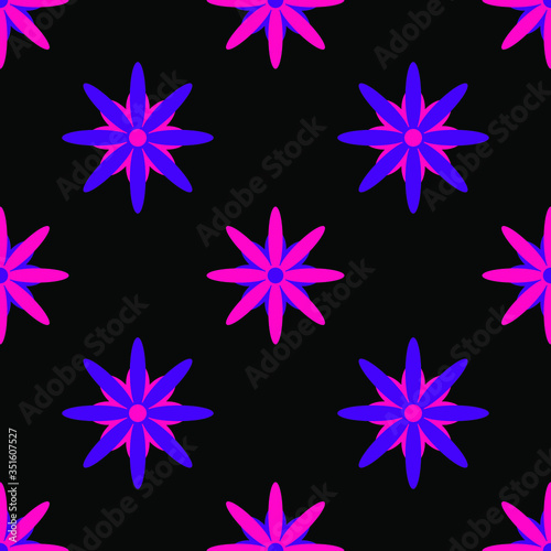 seamless pattern with pink and purple flowers
