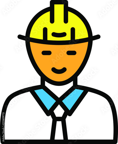 Power Energy Sector Worker Vector Color Icon Design, Electrical Engineer Avatar Concept, Repairman with Hard Helment on white background, 