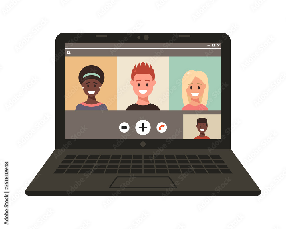People are talking to each other on a computer screen. Through the Internet. Learning at home. Remotely. Conference video call, work at home People are talking to each other on a computer screen. Through the Internet. Learning at home. Remotely. Conference video call, work at home