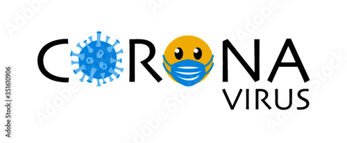Corona Virus, Virus blau, Smiley, Mundschutz blau