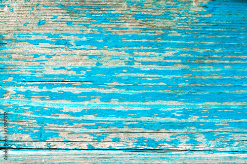 Texture of an old painted wood. Old texture boards. Turquoise background.