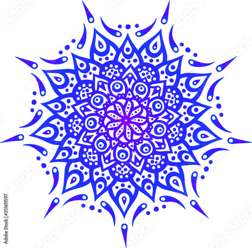 Vivid and bright detailed mandala. Beautiful anti-stress composition.