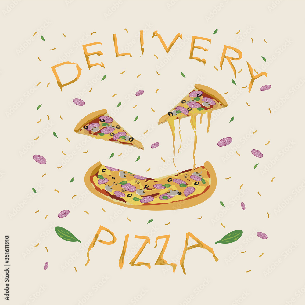 Naklejka premium pizza delivery vector with background