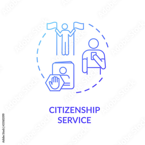Citizenship service concept icon. Foreign country legal migration. Immigrant visa application idea thin line illustration. Vector isolated outline RGB color drawing