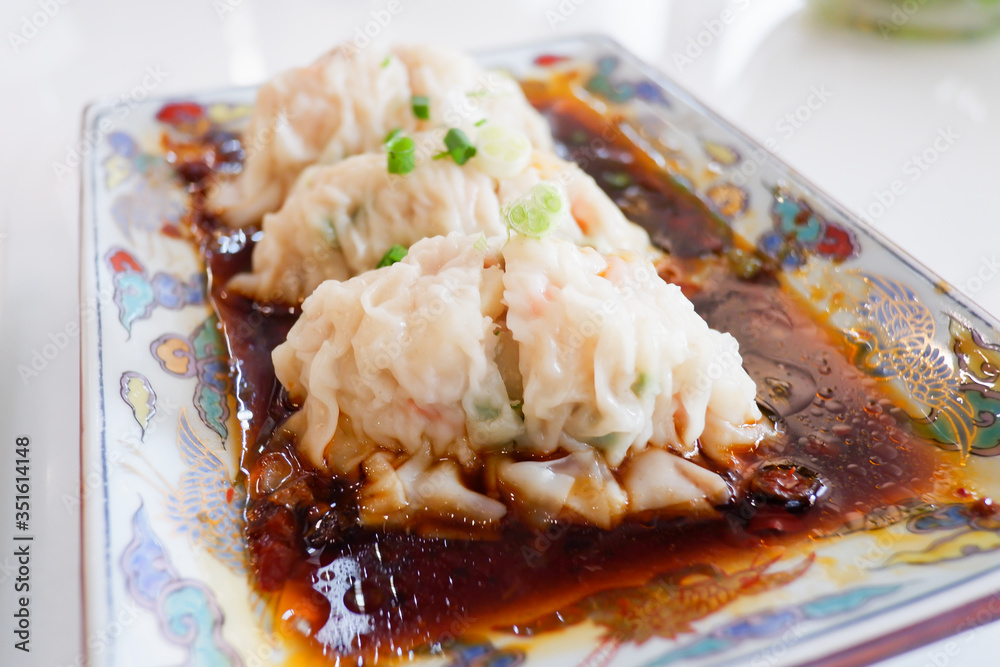 Streamed dumpling with chili and soy sauce, Chinese food
