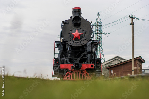 Old russian locomotive at Baykal, part of Circum-Baikal Railway