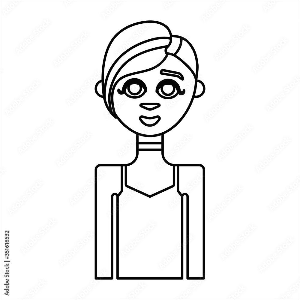woman front look line icon woman front look line icon