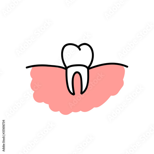 dental crown doodle icon, vector illustration