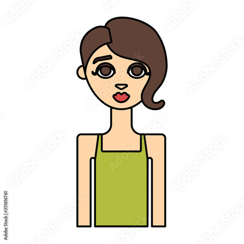 woman front look flat icon