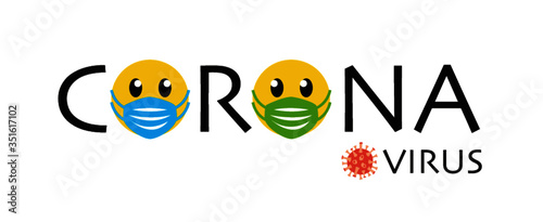 Corona, Virus rot, Mundschutz blau und grün