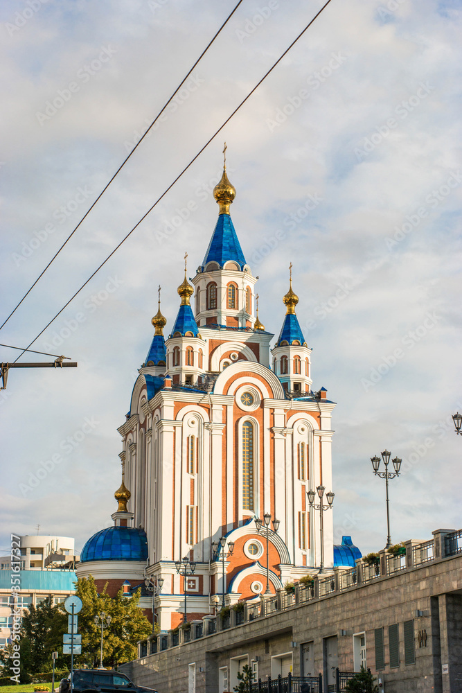 Dormition Cathedral in Khabarovsk at summer