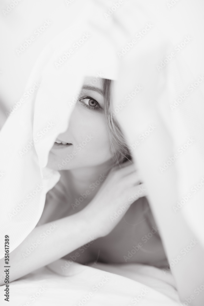 portrait of sexy beautiful girl with long blond hair in bed portrait of sexy beautiful girl with long blond hair in bed