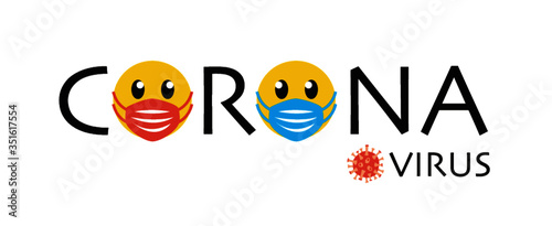 Corona, Virus rot, Mundschutz blau und rot