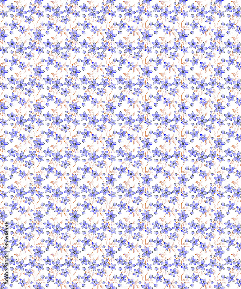 Abstract small flower in grunge style. multi use pattern with white background. for use in printing and packing and multiuse.