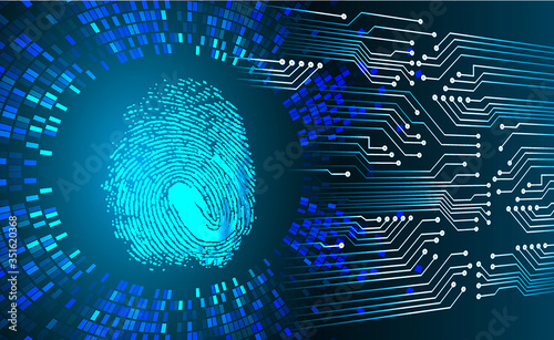 Fingerprint network cyber security background. Closed Padlock