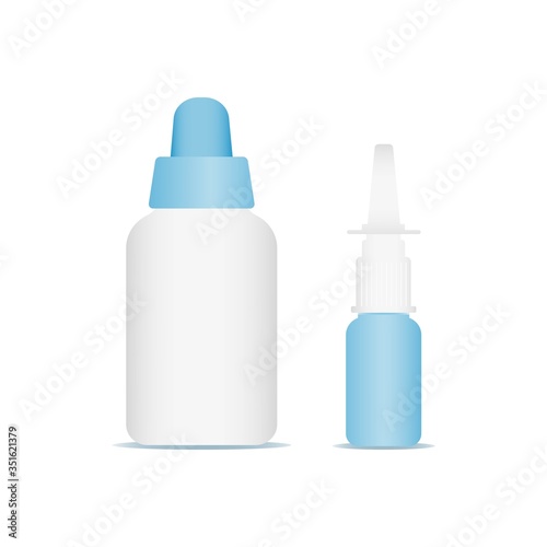Realistic medical bottle and nasal spray