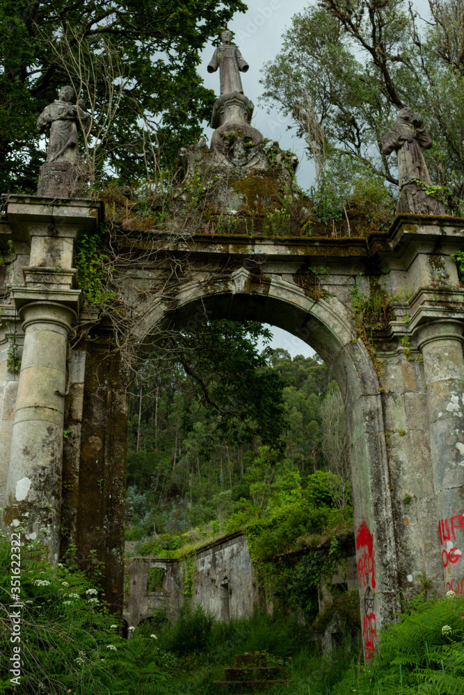 The ruins of Convent of São Francisco do Monte, located in the parish of Santa Maria Maior, municipality and district of Viana do Castelo, in Portugal.