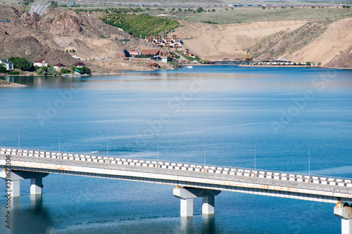 Bridge over the sea, transport bridge located on the sea