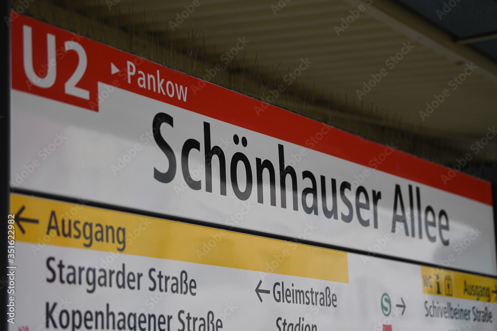 Schonhauser Allee U-Bahn station sign, Berlin, Germany