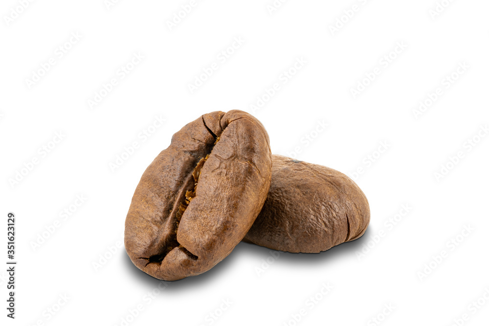 Closeup of coffee beans isolated on white background with clipping path. Closeup of coffee beans isolated on white background with clipping path.