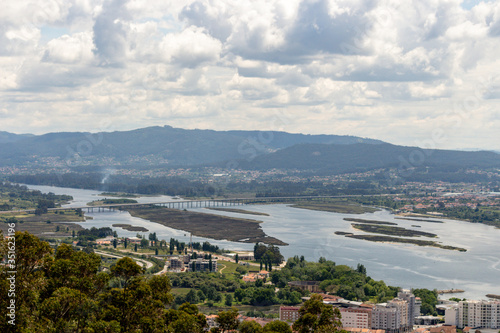 The view from the top of the Santa Luzia hill. Aerial view of Viana do Castelo and Limia River in Northern Portugal.