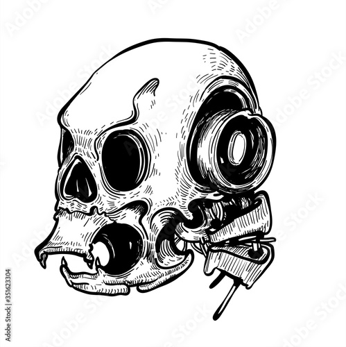 Vector skull head drawing illustration