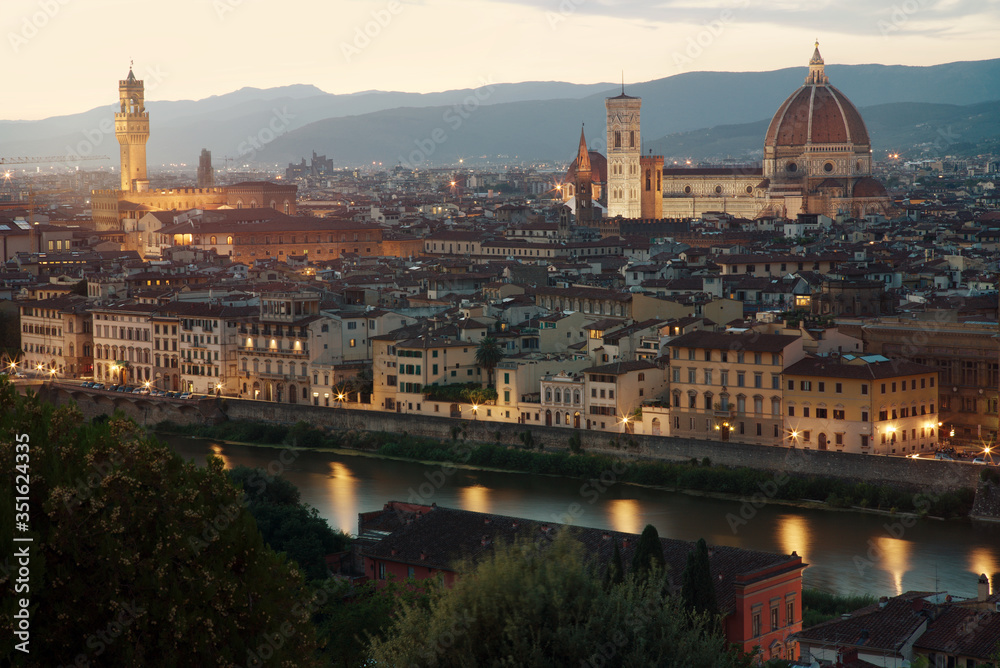 View of the Cathedral of Santa Maria del Fiore from Piazzale Michelangelo. Florence. Italy.