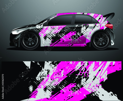 Rally car decal graphic wrap vector, abstract background