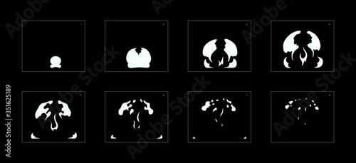 Explosion Smoke effect. Explosion Animation effect. Animation Sprite sheet for games, cartoon or animation. vector style animation effect 1055.