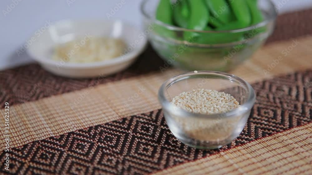 sesame on a bowl, slider shoot sesame on a bowl, slider shoot