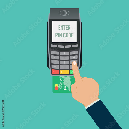 nfc tap card payment contactless terminal vector illustration
