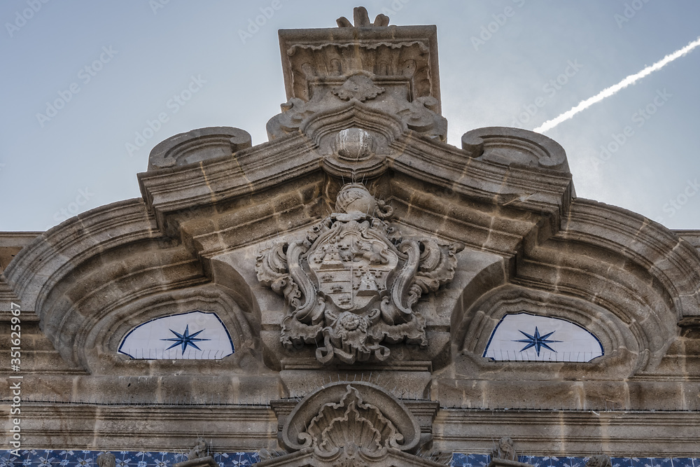 Palace of Raio (Palacio do Raio, 1754) - Baroque end Rococo style palace decorated with azulejo tiles in the center of Braga. Portugal.