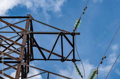 Obraz na płótnie high voltage line support with wires and insulators w salonie