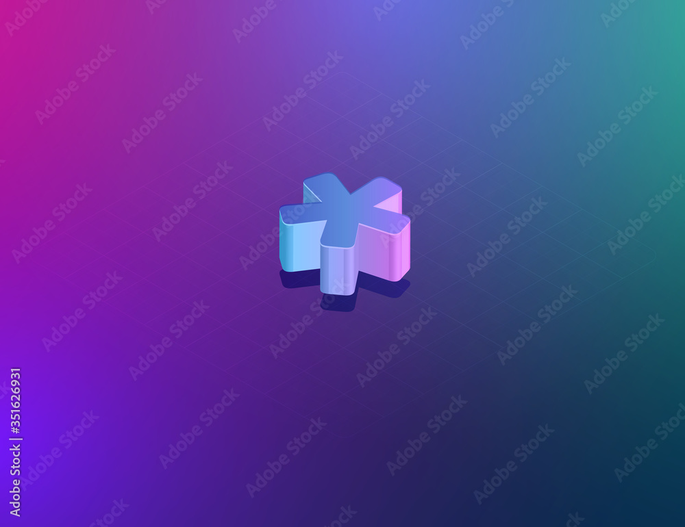 Obraz premium 'THREE DEE' tech font asterisk sign character, isometric vector illustration