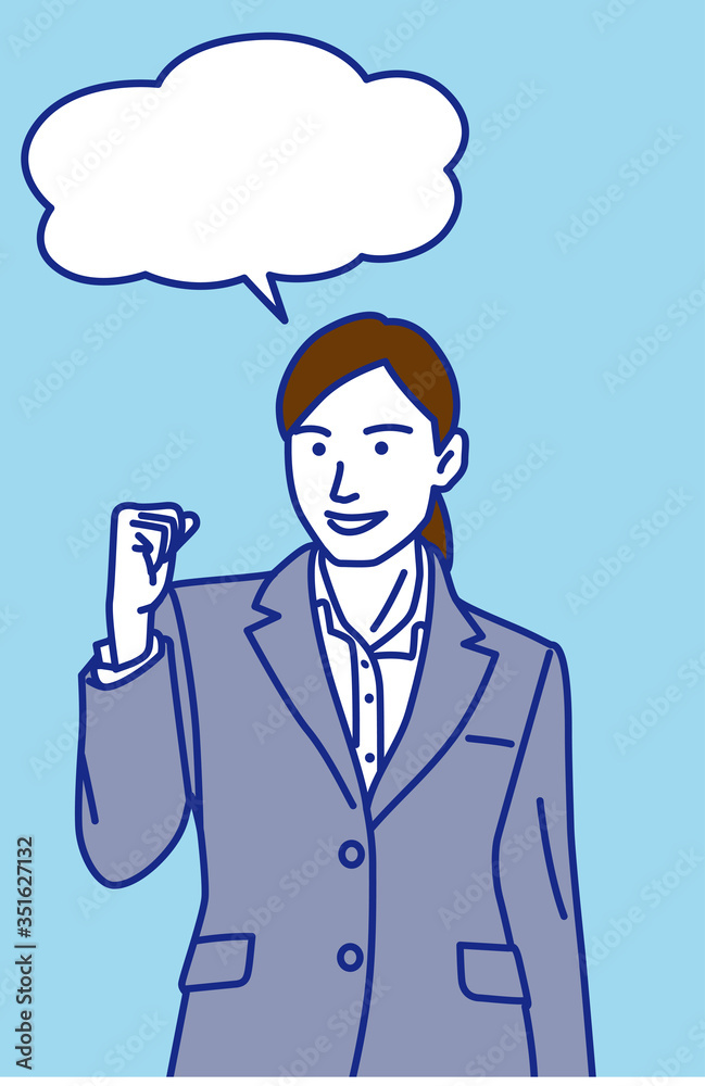 Business woman Guts Pose with speech balloon, Vector illustration Business woman Guts Pose with speech balloon, Vector illustration
