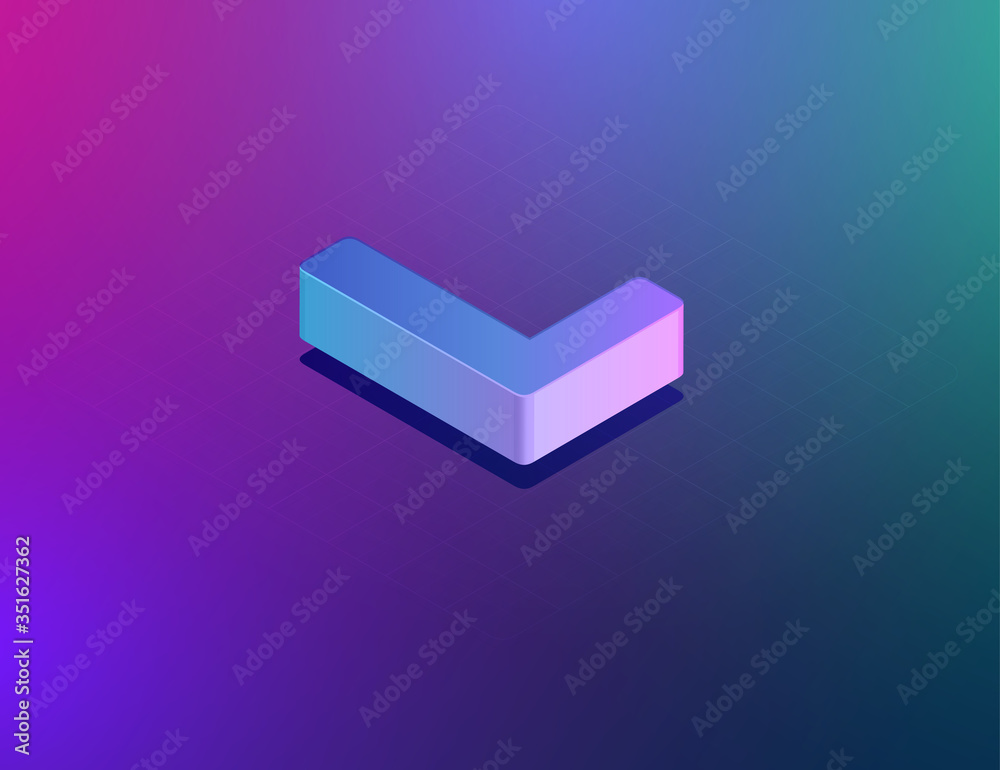'THREE DEE' tech font character 'L', isometric vector illustration 'THREE DEE' tech font character 'L', isometric vector illustration
