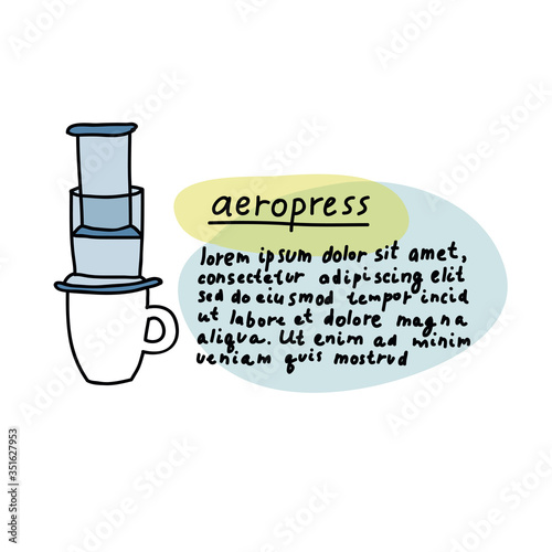 alternative coffee maker, device for brewing coffee doodle icon