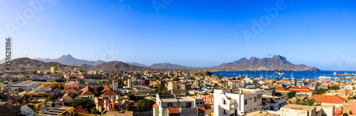 Panoramic view of the city Mindelo, Sao Vicente, Cape Verde