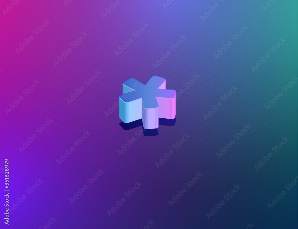 Obraz premium 'THREE DEE' tech font character, isometric vector illustration