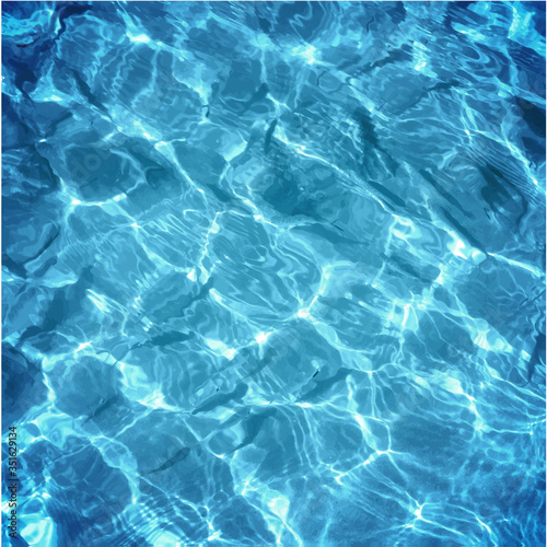 Realistic illustration of water surface with ripples and sun reflections. Clear transparent water. Vector eps10 illustrtion.