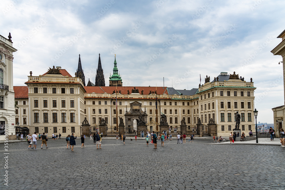 Castle district street of Prague in Czech Republic.