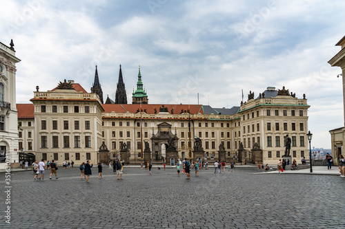 Castle district street of Prague in Czech Republic.